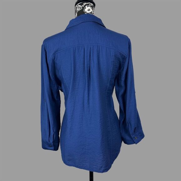 Roz & Ali Women’s Long Sleeve Button-Up Blouse - Dark Blue - Women’s XL - Picture 4 of 6